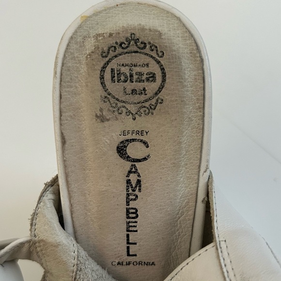 Jeffery Campbell Ebba Soft White Leather open toe Metallic Silver Wedge heel 7.5 - Picture 8 of 12